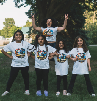 Kids wearing Tyre Titans shirts